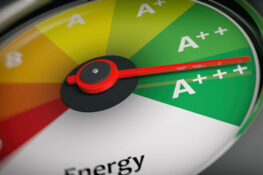 Energy efficiency as car speedometer. 3d illustration